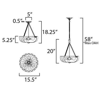 Maxim Lighting Bundt 15" Pendant/Semi-Flush Mount White/Natural Aged Brass