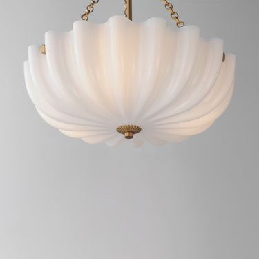 Maxim Lighting Bundt 15" Pendant/Semi-Flush Mount White/Natural Aged Brass