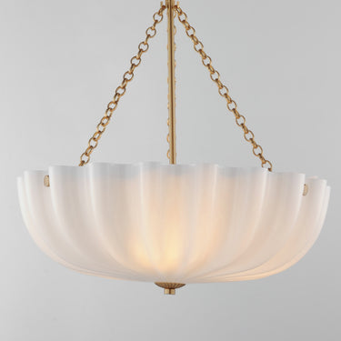 Maxim Lighting Bundt 17.5" Pendant/Semi-Flush Convertible White/Natural Aged Brass