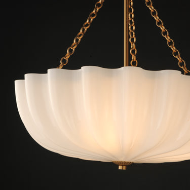 Maxim Lighting Bundt 17.5" Pendant/Semi-Flush Convertible White/Natural Aged Brass