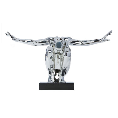 Finesse Decor Large Saluting Man Resin Sculpture Chrome