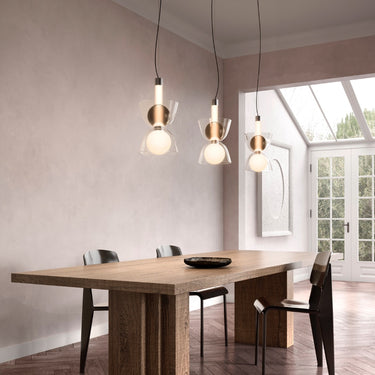 Penta Gems glass pendant over a home dining table