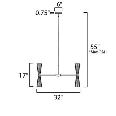 Maxim Lighting Krevat 8-Light Chandelier Black/Natural Aged Brass