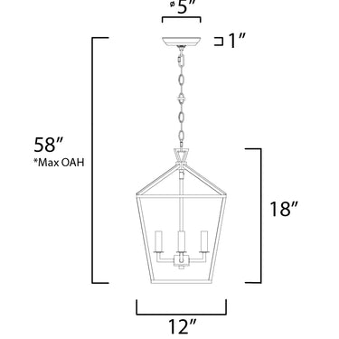 Maxim Lighting Abode 4-Light Small Chandelier Textured Black/Polished Nickel