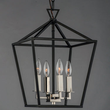 Maxim Lighting Abode 4-Light Small Chandelier Textured Black/Polished Nickel