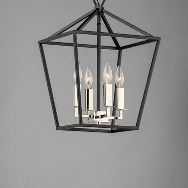 Maxim Lighting Abode 4-Light Small Chandelier Textured Black/Polished Nickel
