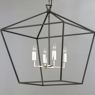 Maxim Lighting Abode 4-Light Chandelier Textured Black/Polished Nickel