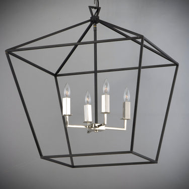 Maxim Lighting Abode 4-Light Chandelier Textured Black/Polished Nickel