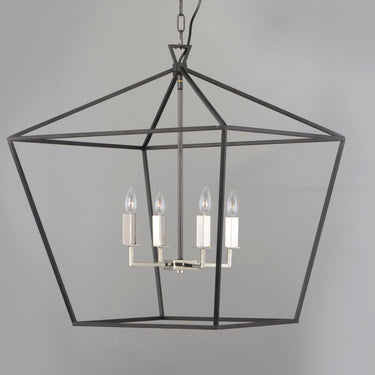 Maxim Lighting Abode 4-Light Chandelier Textured Black/Polished Nickel