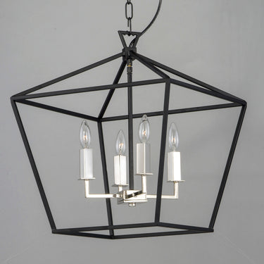Maxim Lighting Abode 4-Light Chandelier Textured Black/Polished Nickel