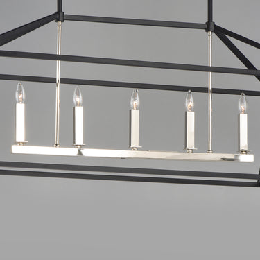 Maxim Lighting Abode 5-Light Linear Chandelier Textured Black/Polished Nickel