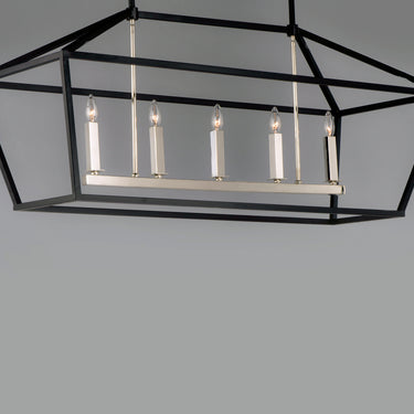 Maxim Lighting Abode 5-Light Linear Chandelier Textured Black/Polished Nickel