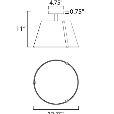 Maxim Lighting Carlo LED Semi Flush Mount Dark Bronze, Leather, Heritage Brass