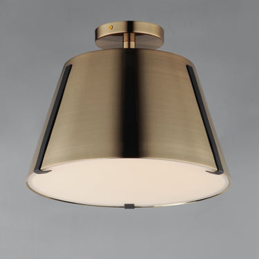 Maxim Lighting Carlo LED Semi Flush Mount Dark Bronze, Leather, Heritage Brass