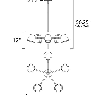Maxim Lighting Carlo 5-Light LED Chandelier Dark Bronze, Leather, Heritage Brass