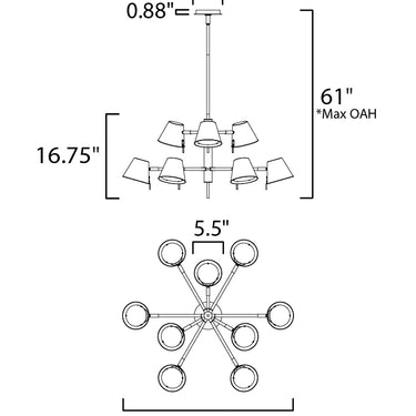 Maxim Lighting Carlo 9-Light LED Chandelier Dark Bronze, Leather, Heritage Brass