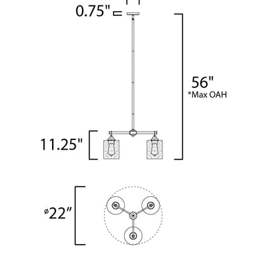 Maxim Lighting Stonehenge 3-Light Chandelier Bronze