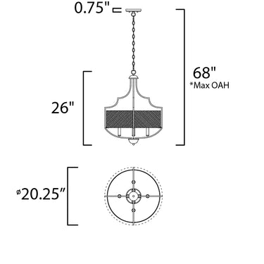Maxim Lighting Savant 4-Light Chandelier Bronze/Antique Brass