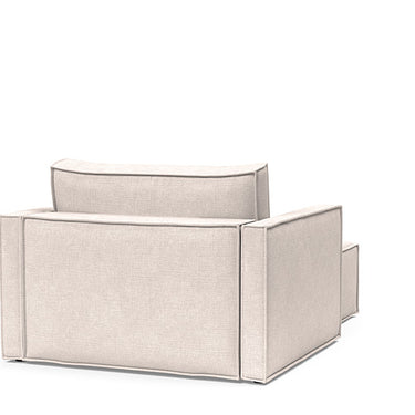 Scandinavian Newilla lounger chair with storage, slim arms, and Adario Basmati 255 upholstery for modern living rooms and bedrooms