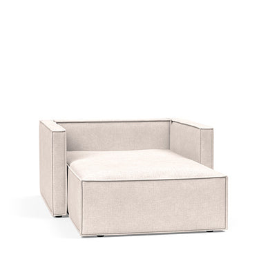 Newilla storage lounger chair with slim arms and washable Adario Basmati 255 cover, ideal for apartments and guest rooms