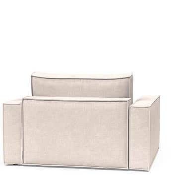 Scandinavian Newilla Lounger Chair with Storage in 255 Adario Basmati Fabric for Bedrooms and Small Apartments
