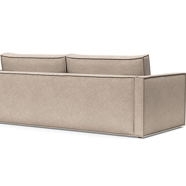 Innovation Living Newilla Sleeper Sofa in 257 Adario Taupe with slim arms and integrated storage for apartments and guest rooms