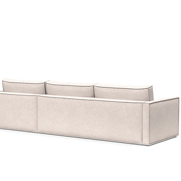 Newilla Sleeper Sofa With Lounger and slim arms featuring spacious storage and Scandinavian modern design.
