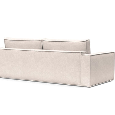 Scandinavian modern sleeper sofa with soft spring comfort and storage Newilla model in Adario Basmati