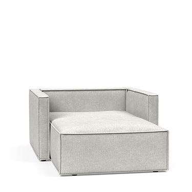 Innovation Living Newilla Lounger Chair in Adario Fog 256, slim-arm design with storage for contemporary living spaces
