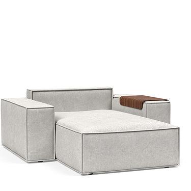 Newilla deep seat lounger chair with storage and wide arms in 256 Adario Fog by Innovation Living