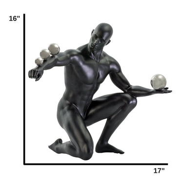 Finesse Decor Jean Sculpture Matte Black and Steel