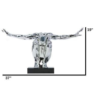 Finesse Decor Large Saluting Man Resin Sculpture Chrome