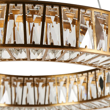 Gold Crystal Drum Chandelier for Dining Room, 26"