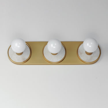 Maxim Lighting Hollywood Stone 3-Light Sconce Whit Alabaster/Natural Aged Brass