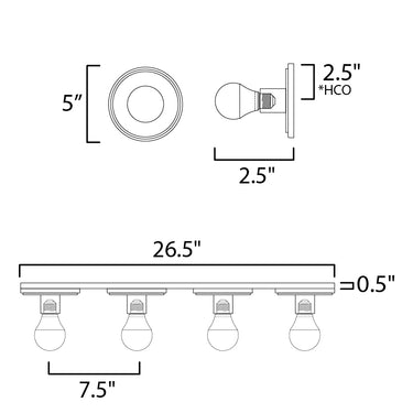 Maxim Lighting Hollywood 4-Light Sconce with  LED Bulb Polished Chrome