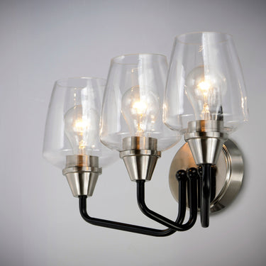 Maxim Lighting Goblet 3-Light Bath Vanity Black/Satin Nickel