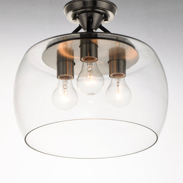 Maxim Lighting Goblet 3-Light Semi Flush Mount Black/Satin Nickel