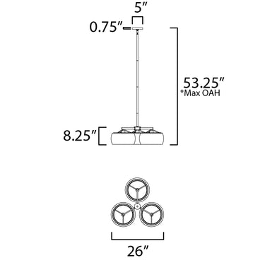 Maxim Lighting Glazed 3-Light Chandelier White/Black