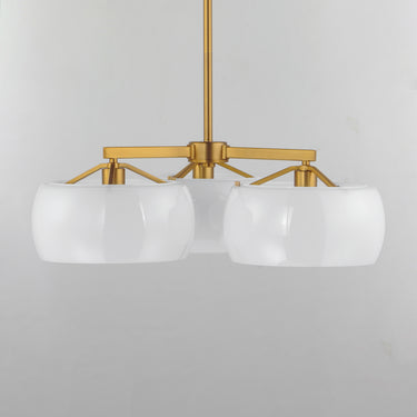 Maxim Lighting Glazed 3-Light Chandelier White/Natural Aged Brass
