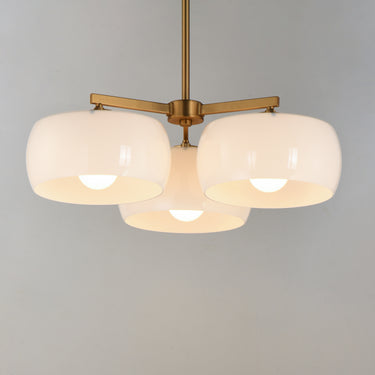 Maxim Lighting Glazed 3-Light Chandelier White/Natural Aged Brass