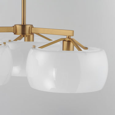 Maxim Lighting Glazed 3-Light Chandelier White/Natural Aged Brass
