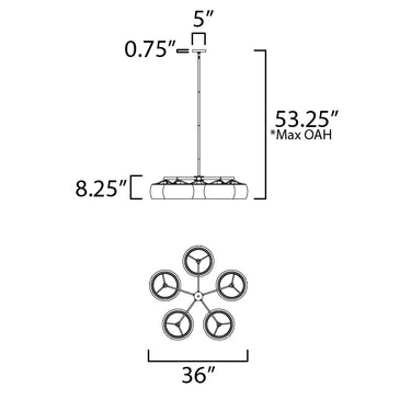 Maxim Lighting Glazed 5-Light Chandelier White/Black