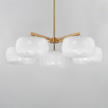 Maxim Lighting Glazed 5-Light Chandelier White/Natural Aged Brass