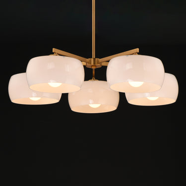 Maxim Lighting Glazed 5-Light Chandelier White/Natural Aged Brass