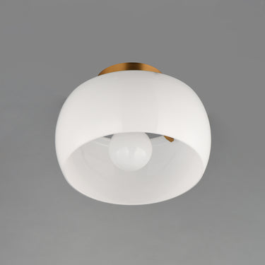 Maxim Lighting Glazed Flush Mount White/Natural Aged Brass