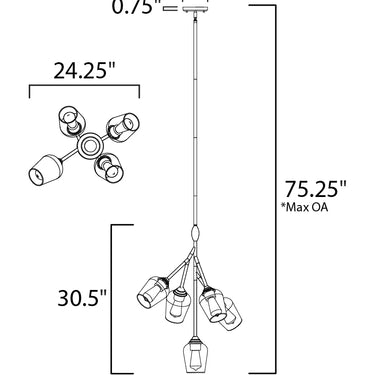 Maxim Lighting Savvy 5-Light Pendant Antique Brass/Black