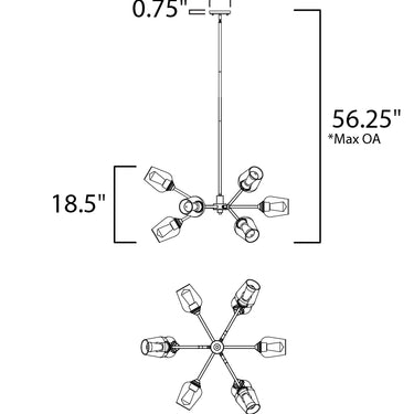 Maxim Lighting Savvy 9-Light Chandelier Antique Brass/Black
