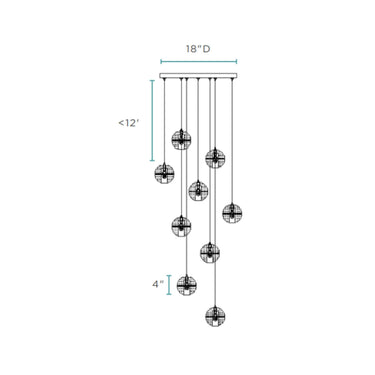 Finesse Decor 9 light Crystal Spheres Chandelier Round Chrome Canopy
