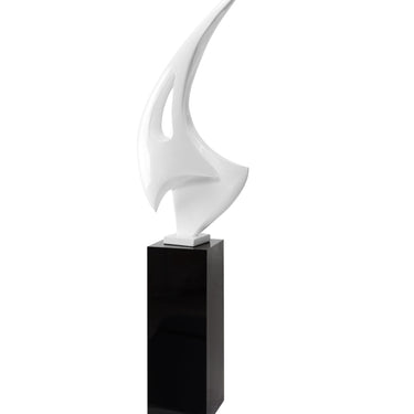 Finesse Decor Sail Floor Sculpture With Black Stand 70" Tall White