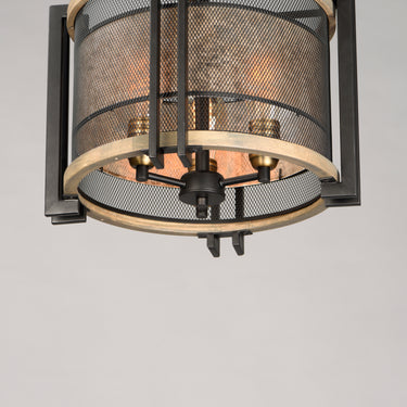 Maxim Lighting Boundry 3-Light Flush Mount Black/Barn Wood/Antique Brass
